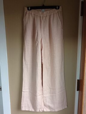 Eleventy Soft Italian Linen Wide Leg Straight Size 42 Medium Tall New With Tags